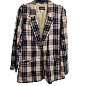 Requirements Plaid Linen Longline Blazer size 12